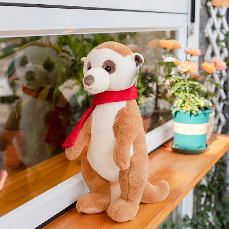 

37/50cm Cartoon creative animal Mongoose with red scarf plush stuffed toy Children's photography props home decoration