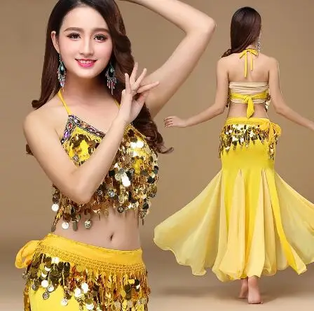 

Women Fashion Belly Dance Skirt Costume Women Dance Coins Tops Gilrs Bellydance Sequins Bra