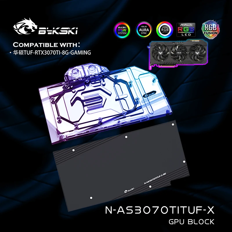 Promo Bykski N-AS3070TITUF-X,GPU Water Block For ASUS TUF RTX3070TI 8G OC GAMING Graphic Card Radiator,VGA Cooler 5V 12V