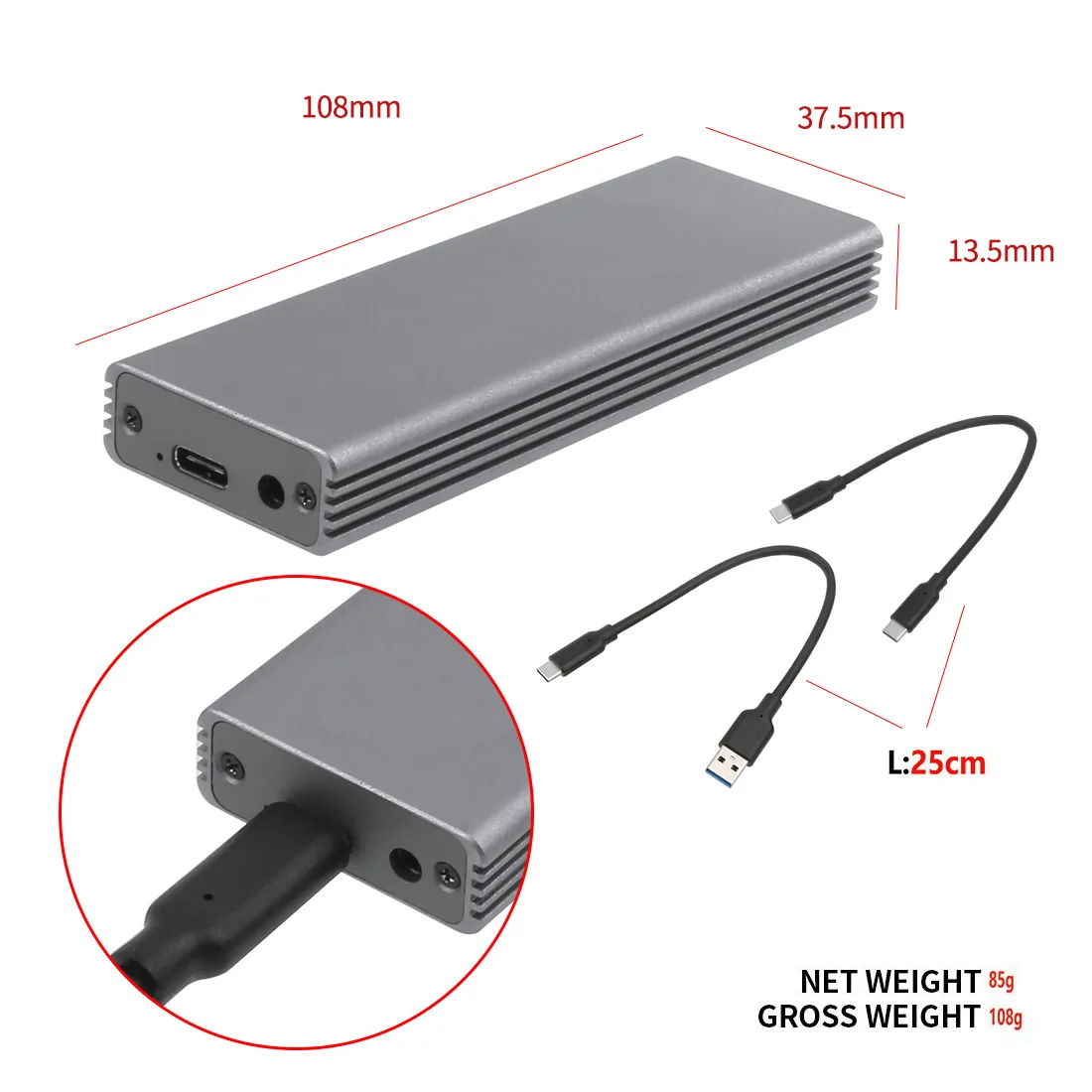 XT XINTE из алюминиевого сплава Type C USB до 16 + 12 Pin Мобильный Корпус для жесткого диска