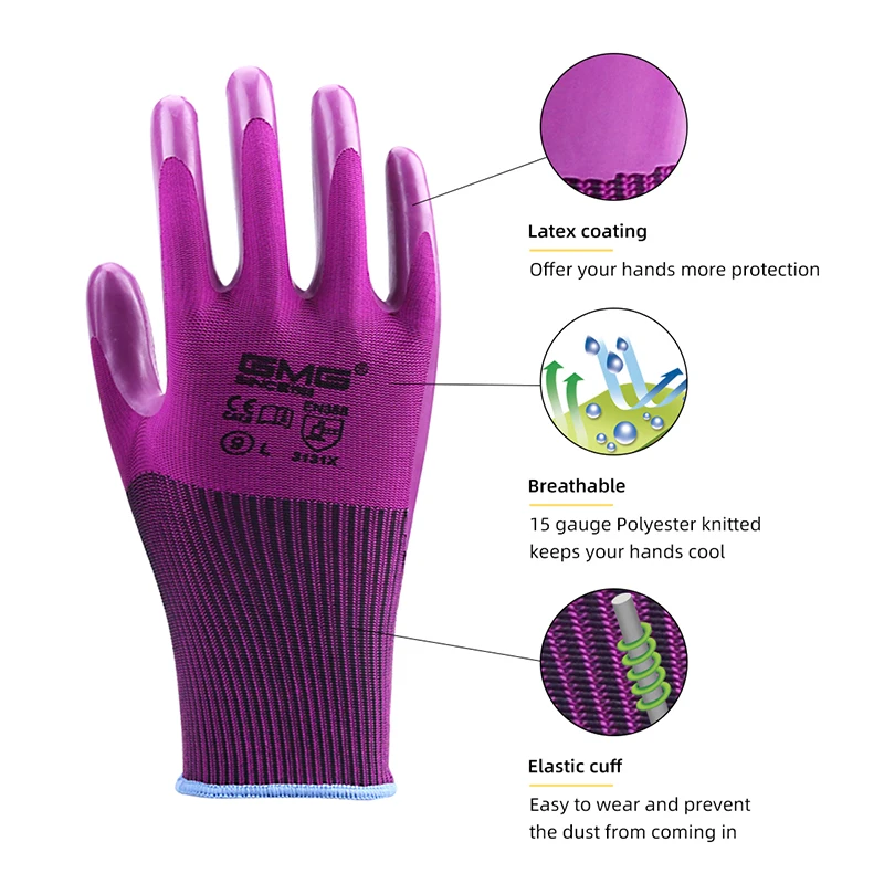 

Hot Sale Durable Nature Latex Gloves 3 Pairs GMG Good Grip Non-slip Gloves Work Safety Gloves Protective Gloves Work Women