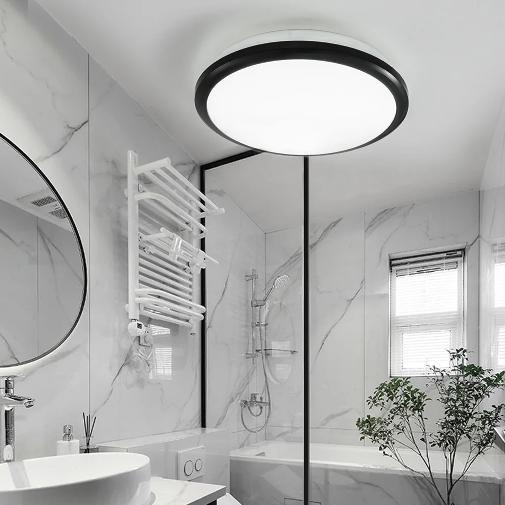 $30.40 Zerouno modern LED ceiling light waterproof bathroom round lamp washroom toilet 30W motion sensor home interior black bright