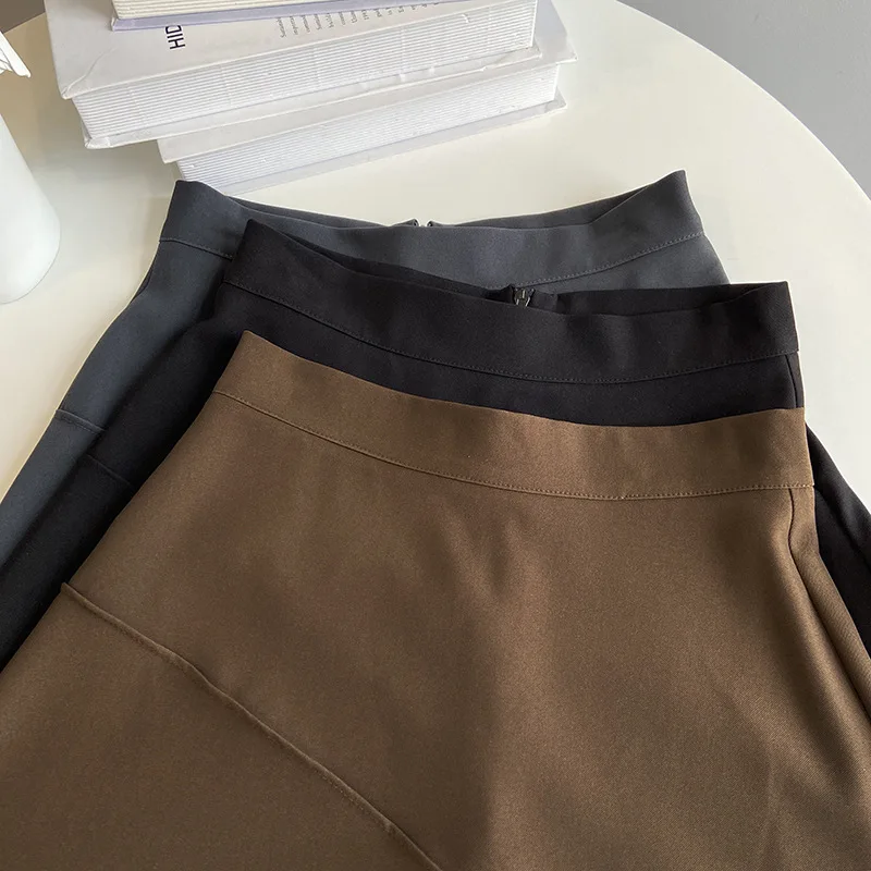 

ZHISILAO A-line Long Skirt Women Midi Vintage High Waist Skirt Plus Size Elegant Solid Maxi Autumn Winter 2020 Black Skirt