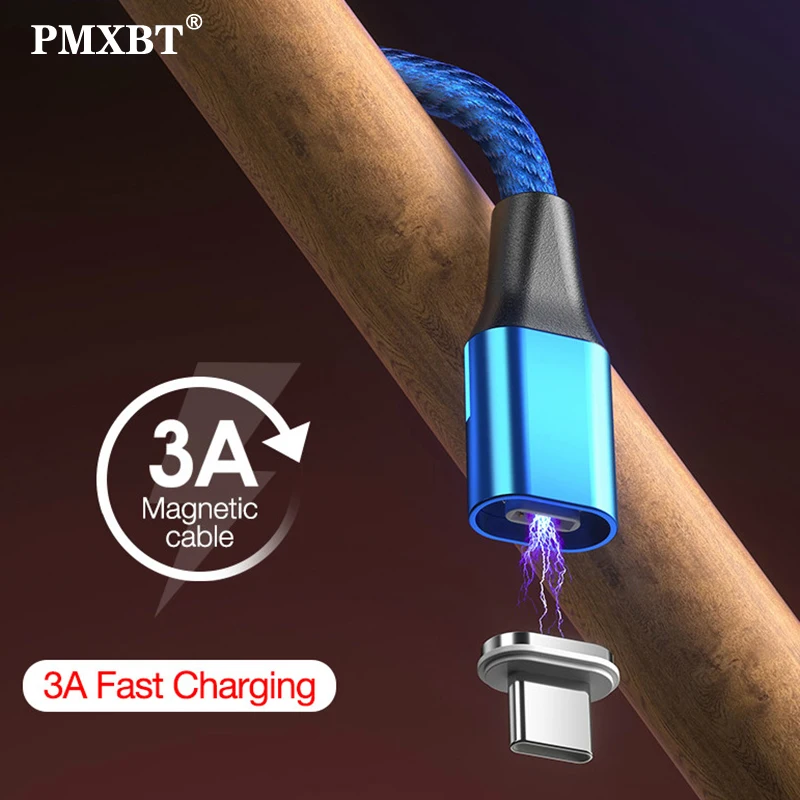 PMXBT Кабель с разъемом Micro usb Type C Магнитный кабель 3A Быстрый зарядный для передачи