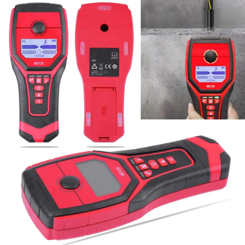 

MD120 Wall Detector Magnetic Metal Copper Wood AC Charged Cable Wall Scanner Backlit Beep Indication Wall Diagnostic Tools