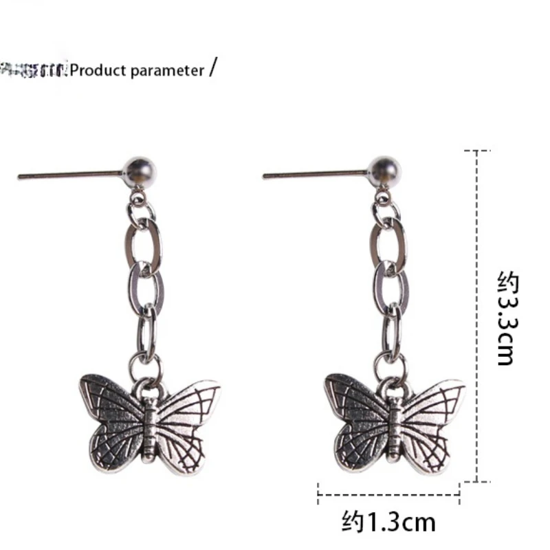 

VSnow French Vintage Metallic Long Tassel Butterfly Dangle Earring for Women Chunky Chain Link Party Earring Jewelry Pendientes