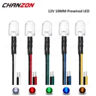 10 шт. светодиодный мм светодиод 12 в теплый белый красный зеленый синий желтый Предварительно проводной 5 9 12 В 0,25 Вт Предварительно проводной светоизлучающий индикатор для радиоуправляемой лампы