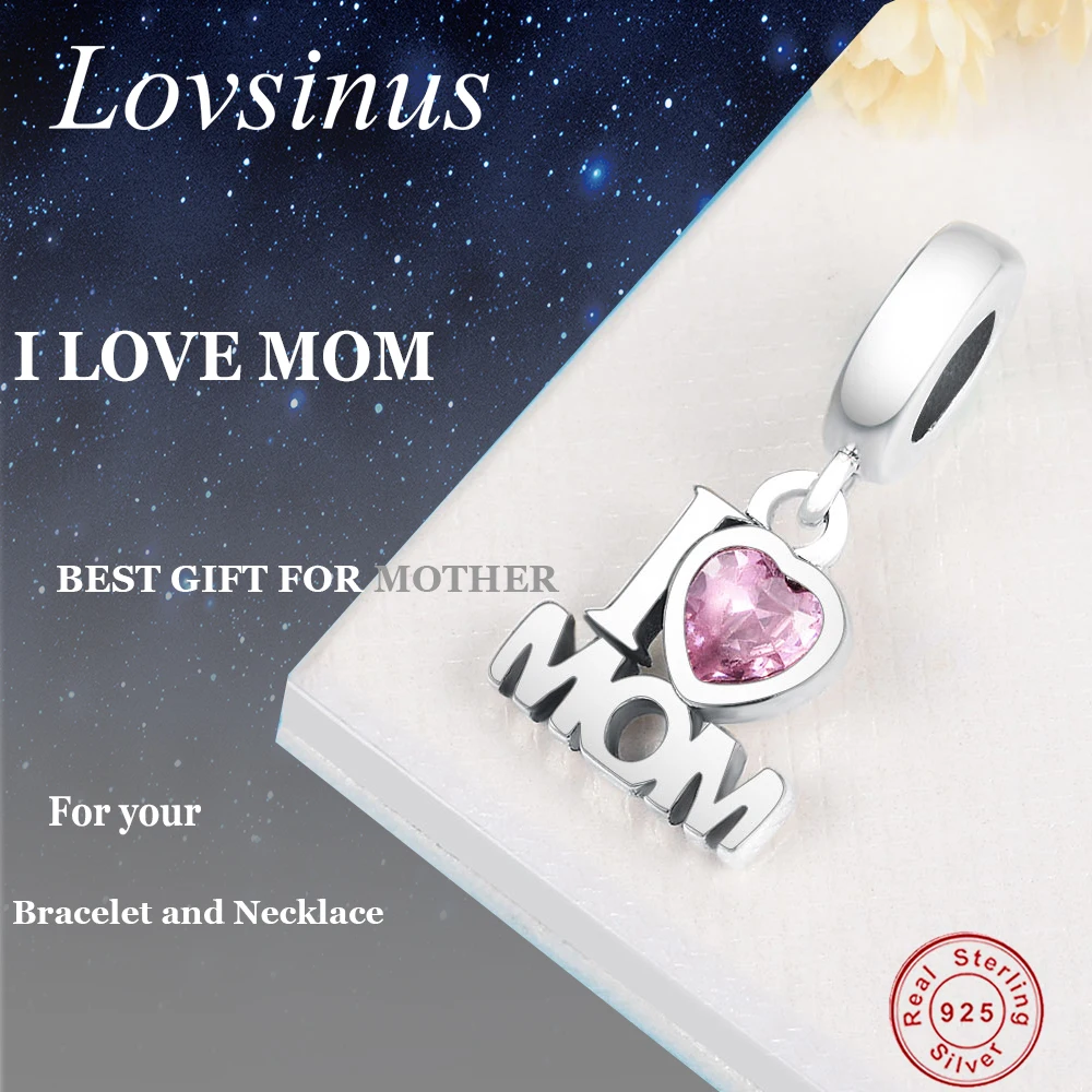 Подходят для береклей европейские Оригинальные 925 Серебряные буквы LOVE MOM