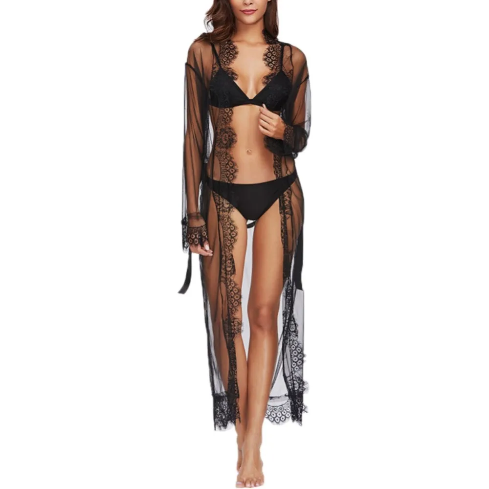 2019 Сексуальная шелковая марлевая прозрачная ночная рубашка женская хит цвета