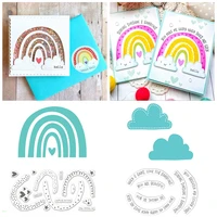 4pcsset cloud rainbow phrases clear stamps and cutting dies set for diy scrapbooking paper card making decorative crafts new