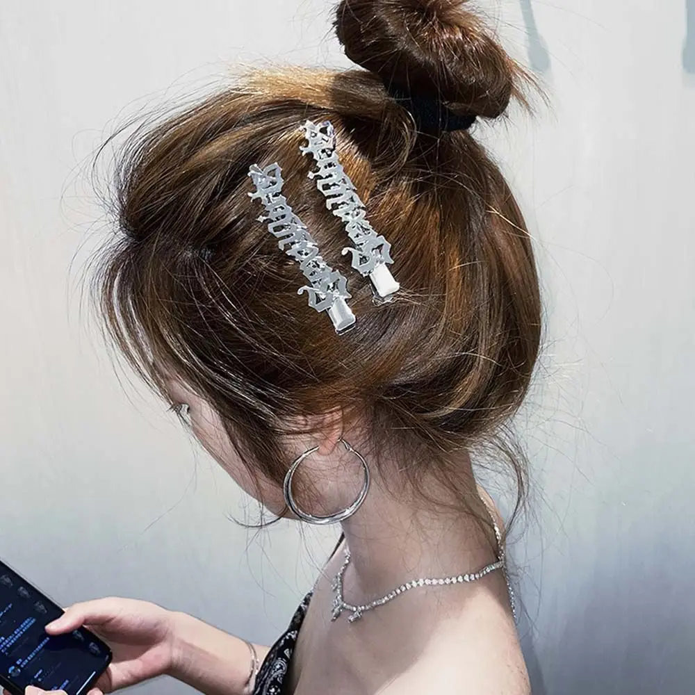 

Vintage Sexy Girls Letter Hair Clip Jewelry Back of Head Broken Hair Clip With Bangs Hairpin Hot Hair Accessories For Women