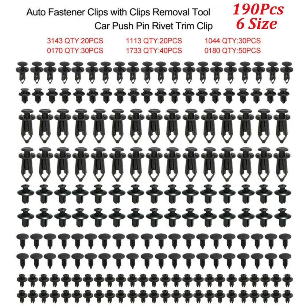 

SALE Auto Fastener Plastic Fastener Rivet 190Pcs Car Push Pin Rivet Trim Clips Kit door trim fenders bumpers Car Accessories