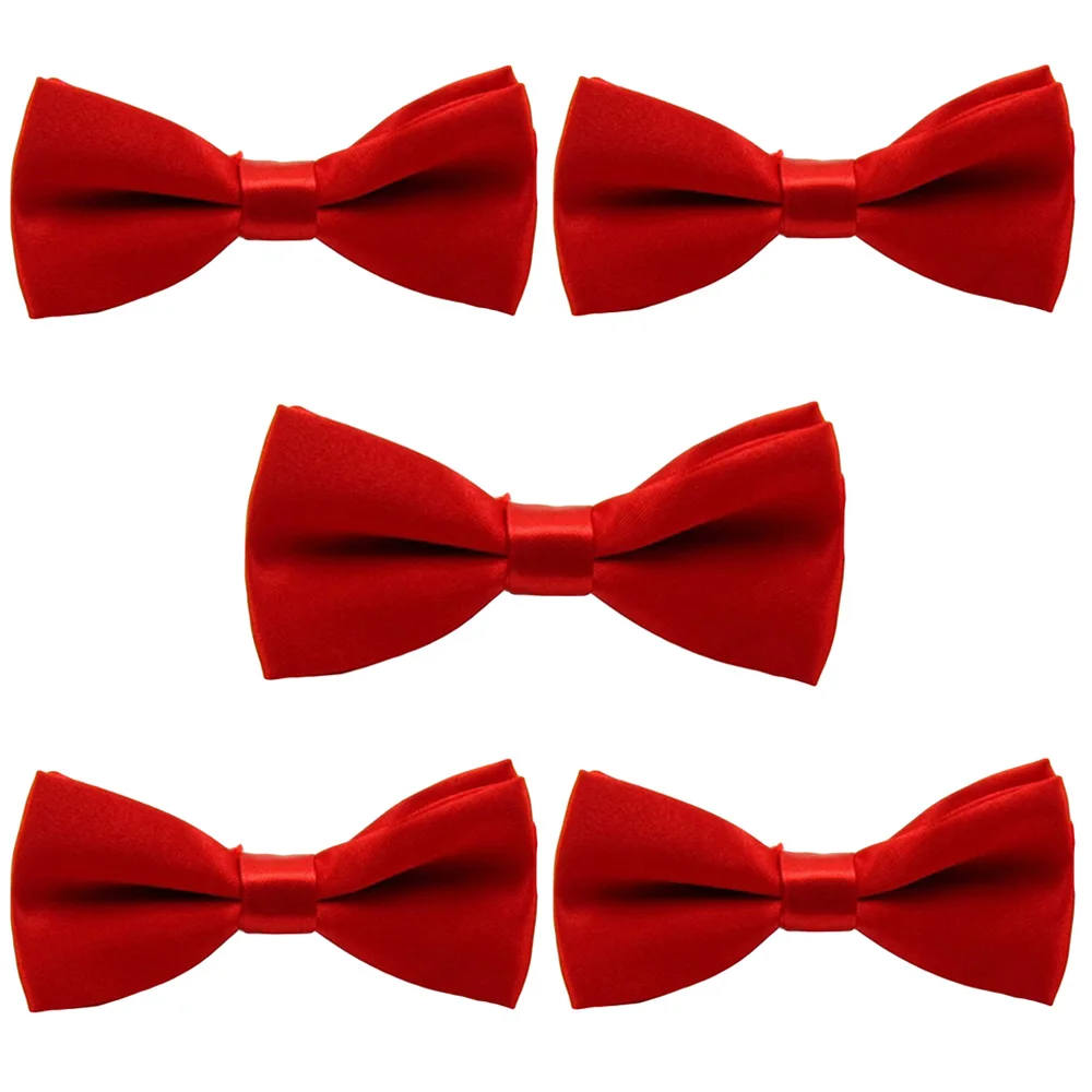 Red-5 PCS 5 шт., Детские однотонные вечерние галстуки-бабочки для маленьких мальчиков, регулируемый галстук-бабочка YYTIE1005 - Цвет: Red-5 PCS