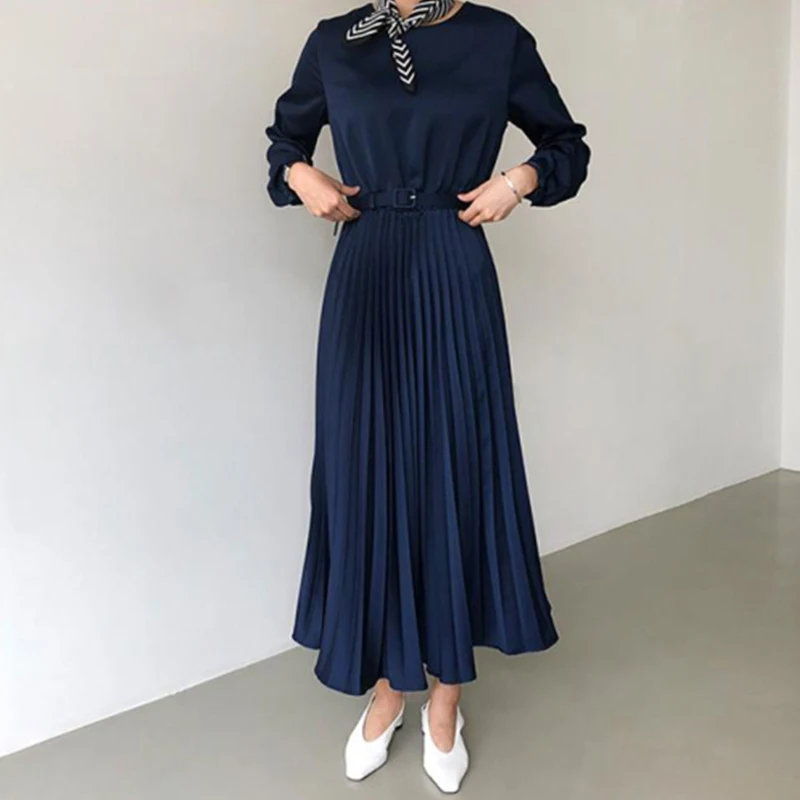Новинка 2020 весеннее элегантное плиссированное платье для женщин с длинным