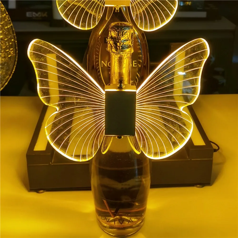 

LED Rechargeable Butterfly Wine Bottle Covers Light Flashing Sparkling Champagne Decor Lamp For NightClub Party Lounge