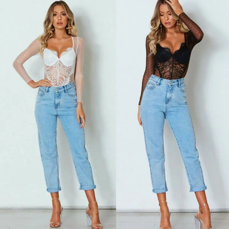 2019 летний женский сексуальный кружевной комбинезон с длинными рукавами сетчатый