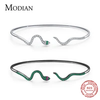 modian luxury sparkling black snake bracelet 925 sterling silver punk adjustable zirconia bangle for women party fine jewelry