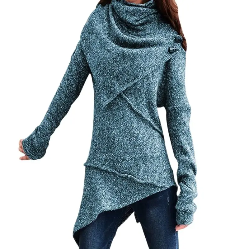 

Винтажный трикотажный топ, водолазка, Осень-зима, блузка для женщин, длинный рукав, джемперы, мода 2021, повседневный базовый тонкий пуловер