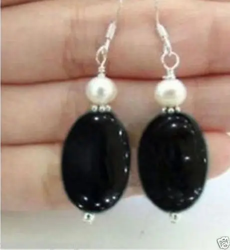 + Натуральный черный агат оникс и настоящий белый культивированный жемчуг