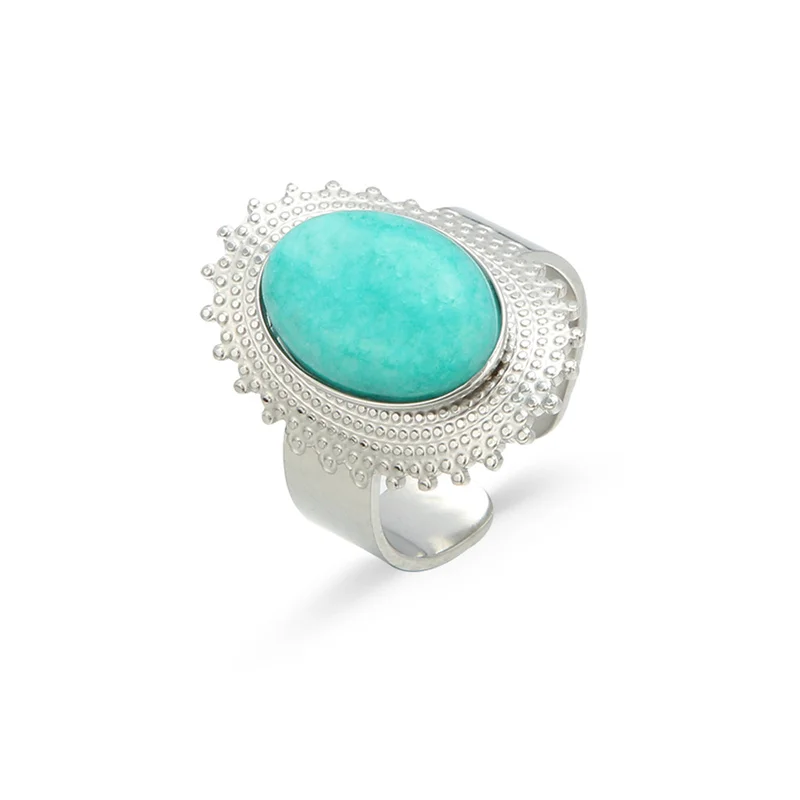 

Natural Stone Rings Bohemia Oval Turquoises Finger Ring For Women Party Wedding Anniversary Fashion Jewelry Accessories Gifts