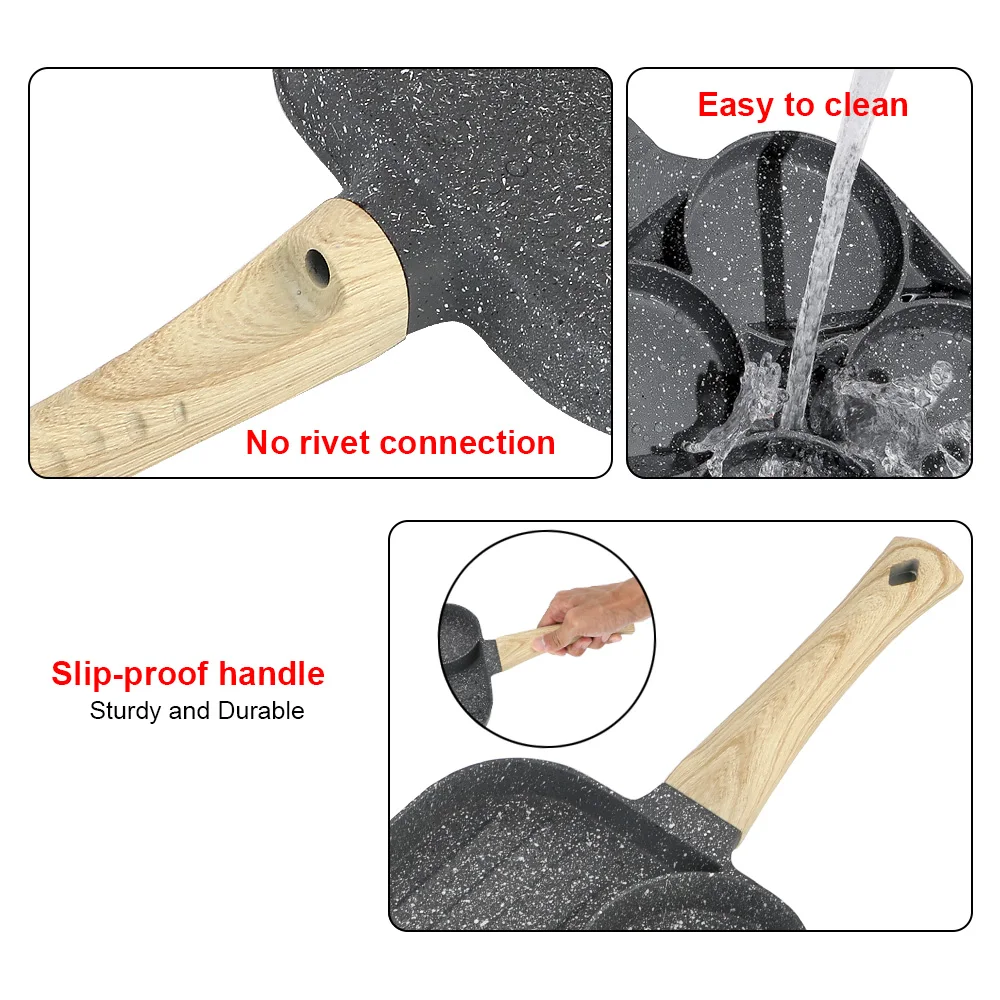 Four-hole Frying Pot Cooking Egg Ham Pans Thickened Omelet Pan Non-stick Breakfast Maker No Oil-smoke Pancake Steak | Дом и сад