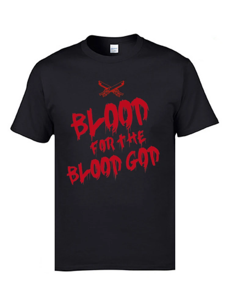 

2019 Young Tee Shirt Short Sleeve Pure Cotton Horror Tshirts Men's Casual Tops Shirt Blood for the Blood God Rock Music T Shirt