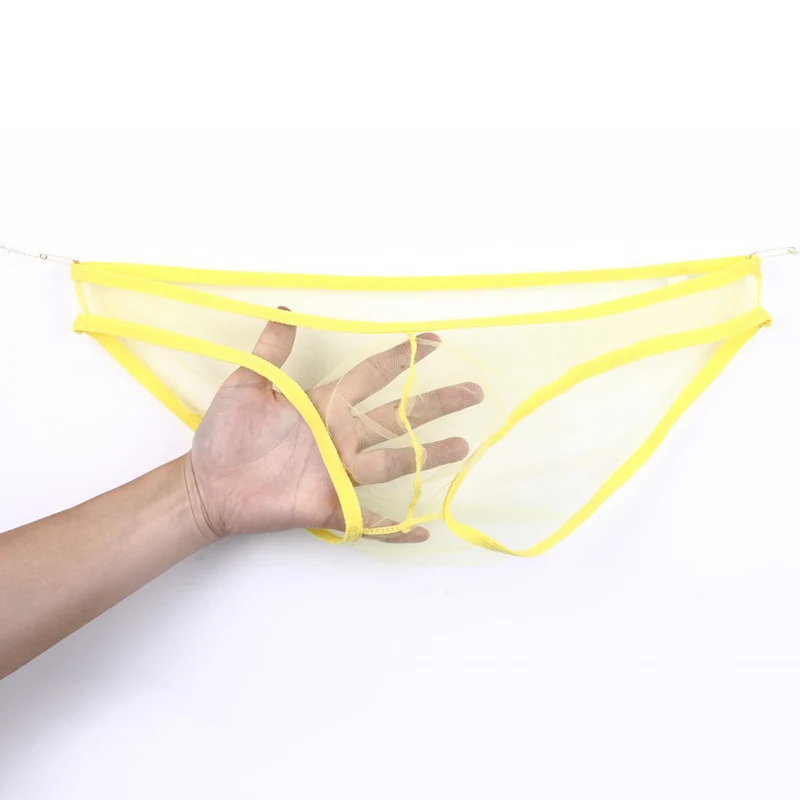 

Underpants Men's Briefs Sexy Low Waist Ultra-Thin Male Intimates Mesh Transparent Underwear Large Size Briefs