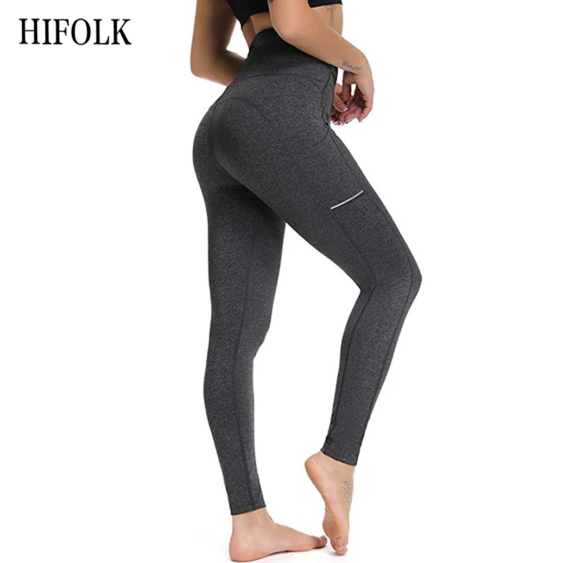 Hiфолк высокая Талия спортивные Леггинсы с карманом для женщин Мода Новые Женские