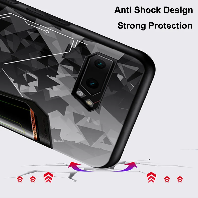 Для Asus ROG Phone 2 Case ZS660KL Мягкие силиконовые защитные чехлы+ стеклянная Защитная пленка для Asus ROG Phone II ROG2 Тонкий чехол