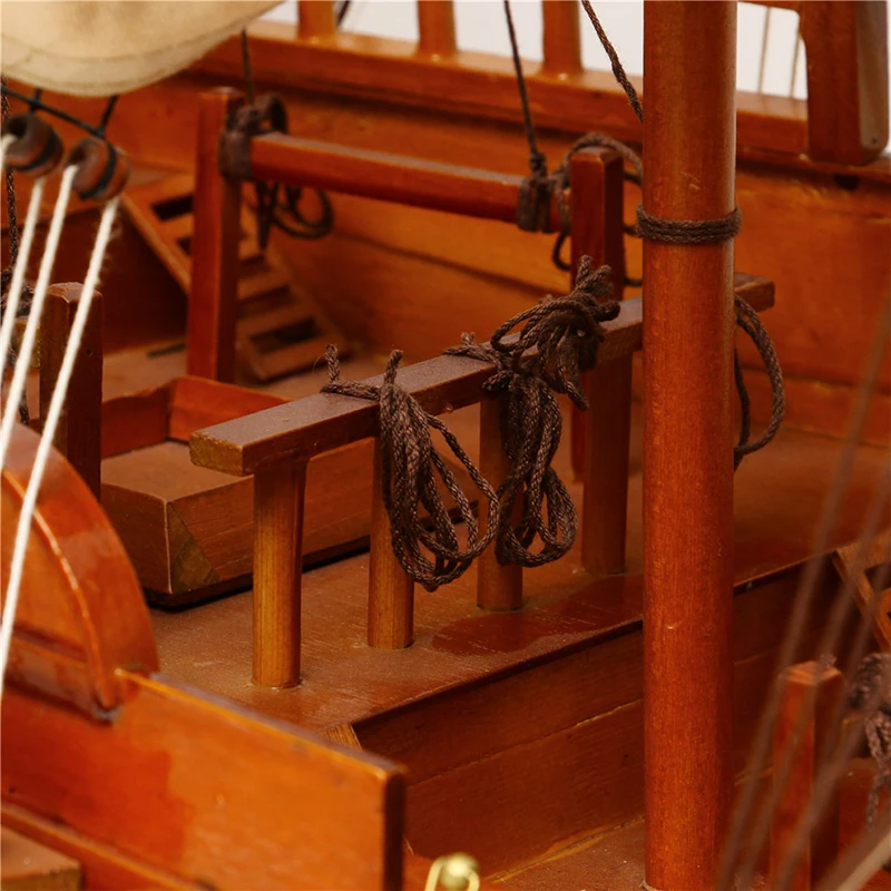 

LUCKK Large Warship 150*34*136cm Wooden Sailing Ship Home Decoration Handmade Carved Nautical Boat Model Gift