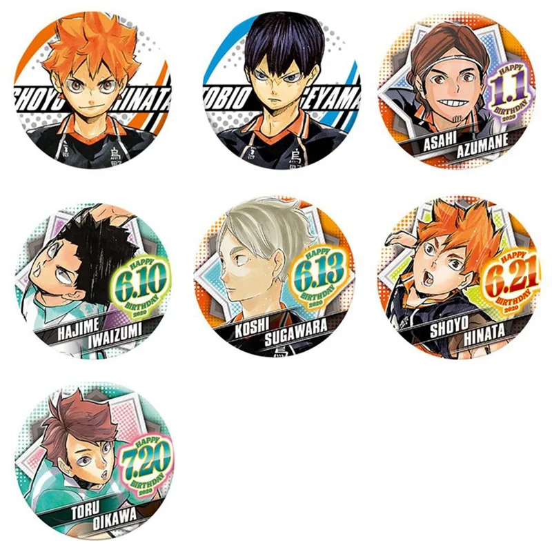 

7 Pcs/Set Anime Volleyball Junior Badge 58 Mm Anime Haikyuu!! Brooches Button Badges Pins For Clothes Backpack Kiyoko Brooch