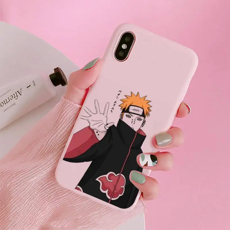 

Anime Naruto Uzumaki Sasuke kakashi Phone Case Candy Color Pink for iPhone 11 pro XS MAX 8 7 6 6S Plus X 5S SE 2020 XR