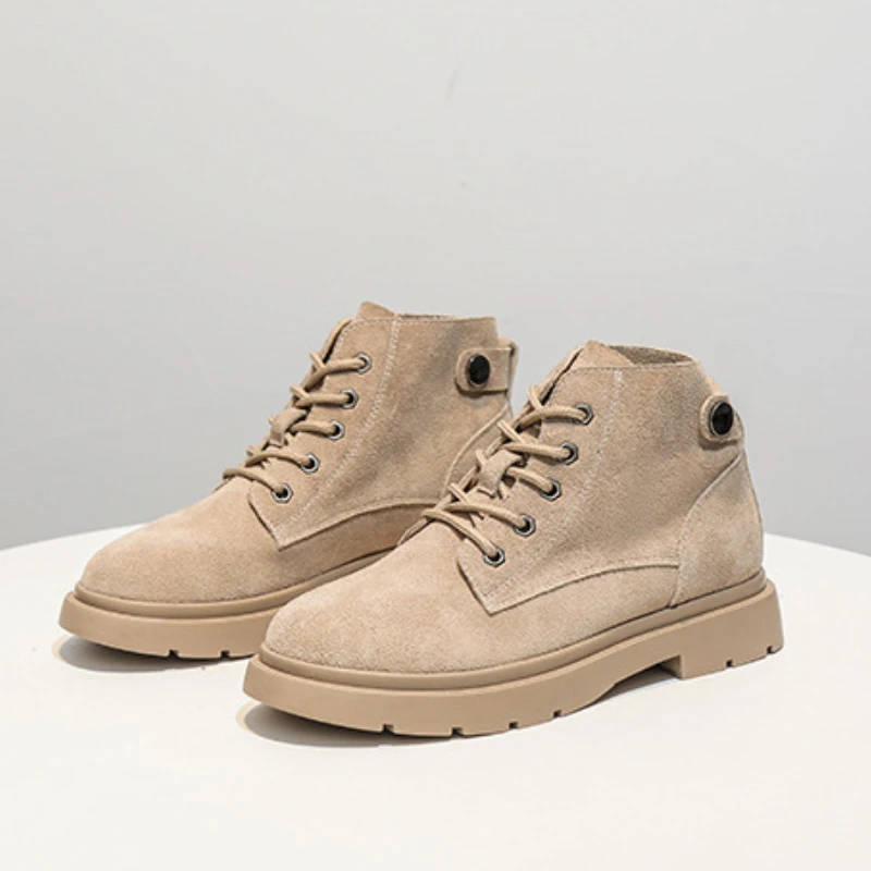 

Nubuck Leather Women Motorcycle Boots Punk Snow Boots Female Shoes Women Autumn Thick Heel Ankle Boots