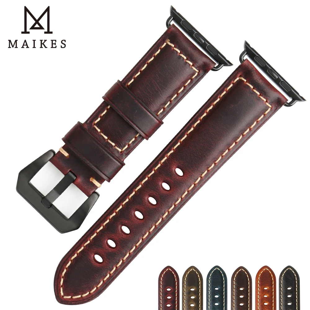 Аксессуары для часов MAIKES синий ремешок из натуральной кожи Apple Watch 38 мм 42 серия 1-3