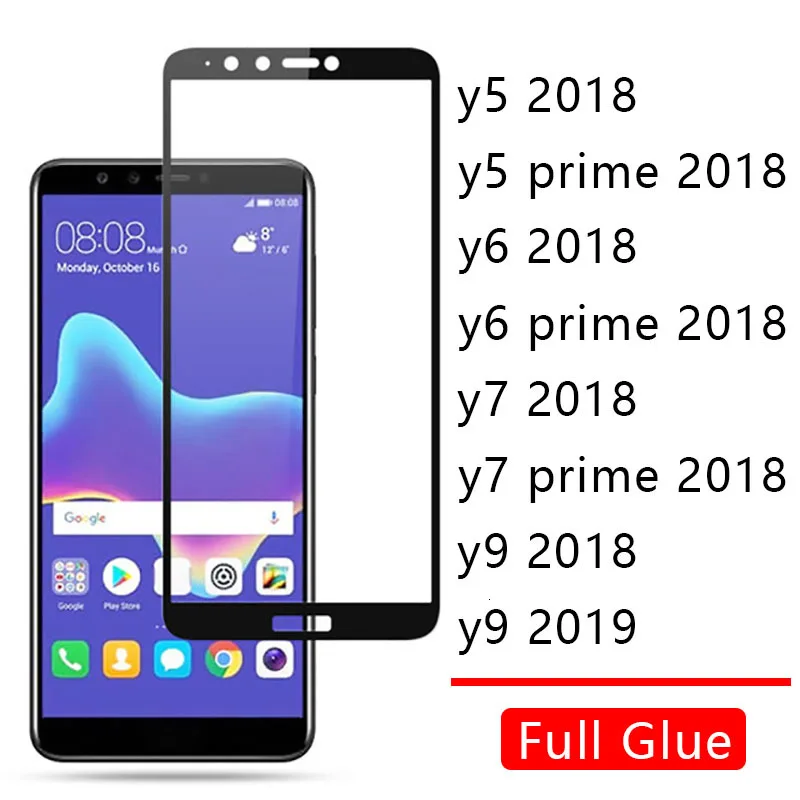 Чехол для Huawei Y5 Y6 Y7 Prime Y9 2019 чехол с полным покрытием закаленное стекло Honor Y 5 6 7 9