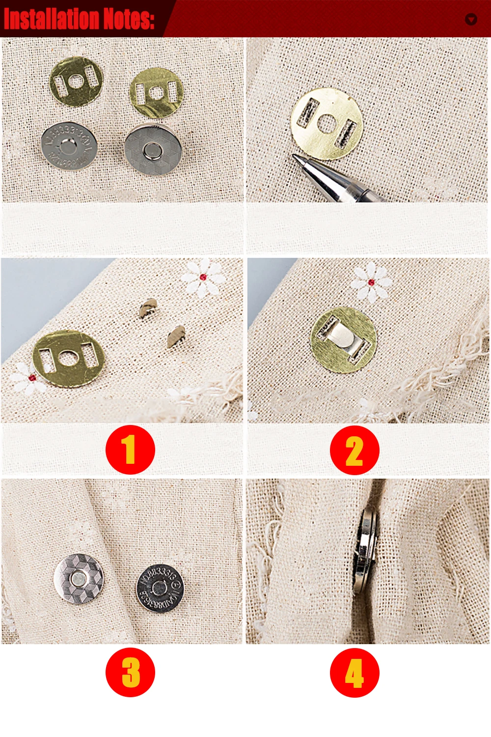 (10 sets /lot) 14 mm-18 mm Thin magnetic Buttons Bags Magnet Automatic adsorption Buckle Metal Buttons Snaps Wallet buttons images - 6