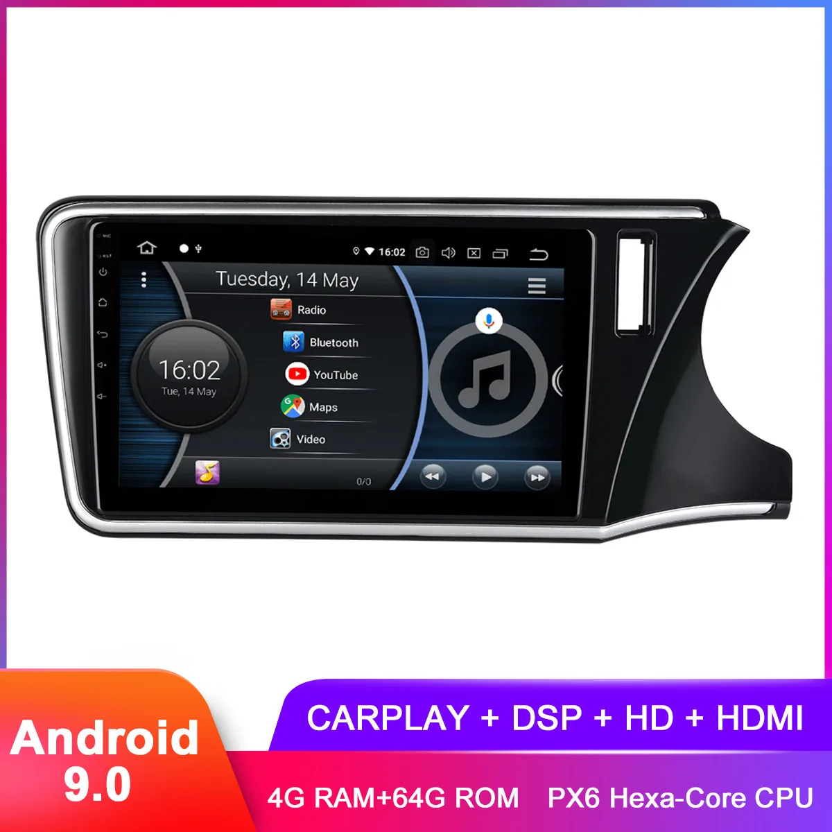 Автомобильная стереомагнитола 10 2 дюймов IPS Android 9 0 для Honda City 2015 2016 2017 Carplay радио GPS
