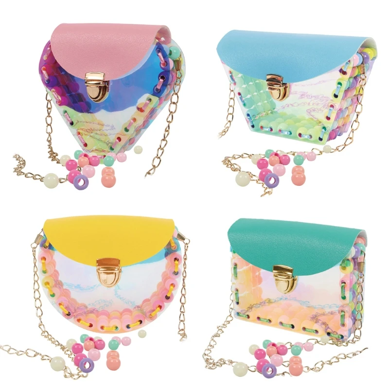 

1 Set Colorful Assembled Beaded Crossbody Bag DIY Material Kit Handmade Art Crafts Accessories Children Early Educational DXAD