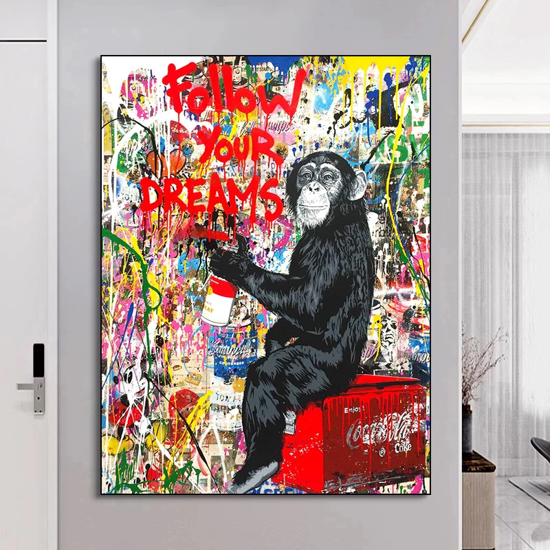 

Banksy Abstract Graffiti Follow Your Dreams Canvas Painting Wall Art Prints and Posters Pictures Home Room Decor (No Frame)