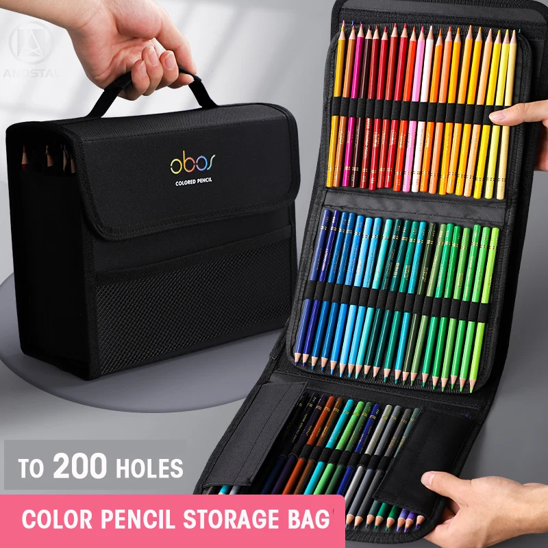 

Andstal 48/72/120/150/200 Holes Color Pencils Case Canvas Pencil Pouch Pen Storage Bag School Supplies Art Stationery