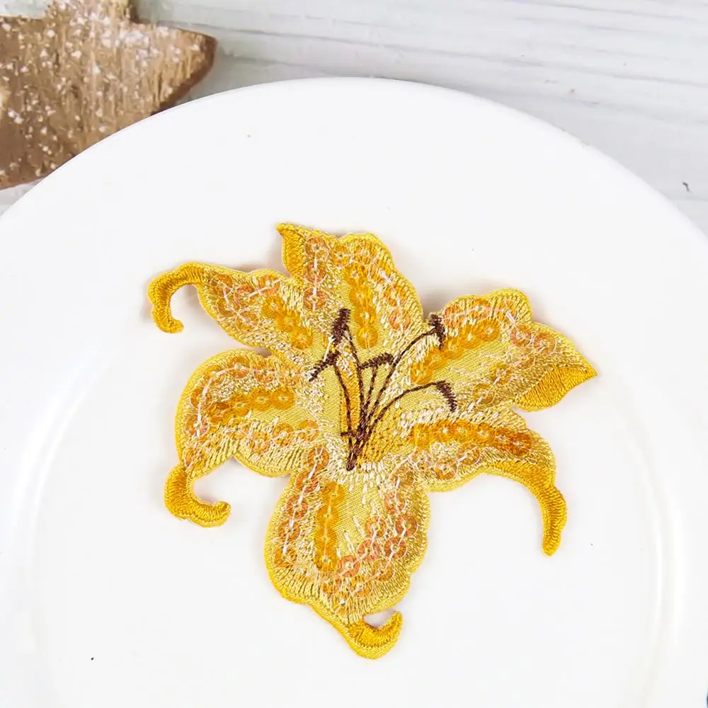 Новая Изысканная аппликация с большими цветами для вышивки блестками 3D