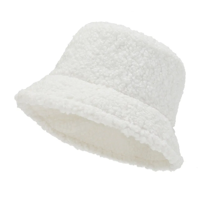 

2021 New Hats for Women Fisherman Hat Autumn Winter Bucket Hats Lamb Plush Soft Warm Panama Casual Caps Lady Flat Korean Style
