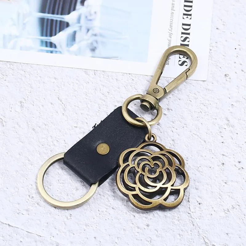 Ретро полые цветочные брелки для ключей в стиле панк винтажный брелок из