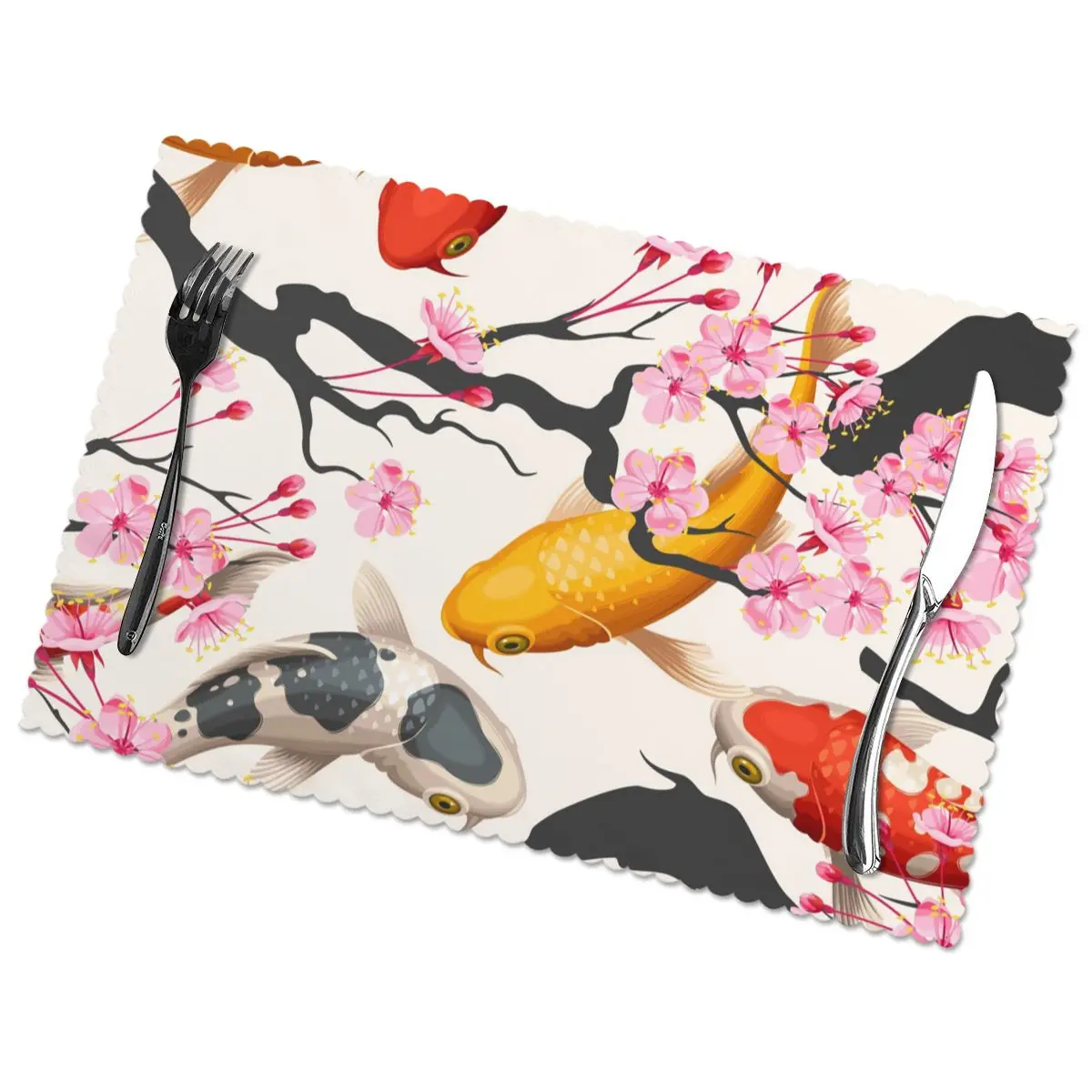 

Посуда Подставка под горячее, подставка под 6 шт. Настольный Коврик Non-Slip кои и Сакура Вишневый узор тарелки для обеденного стола