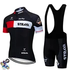 Новинка 2022, красная велосипедная команда STRAVA, с коротким рукавом, Мужская велосипедная майка, Джерси, летние дышащие комплекты одежды для велоспорта