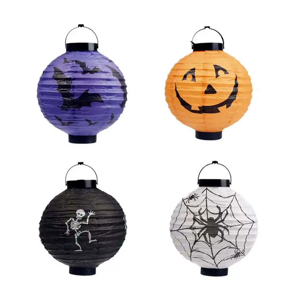 Бумажные фонари в виде тыквы на Хэллоуин Светодиодный Фонари можно вешать или