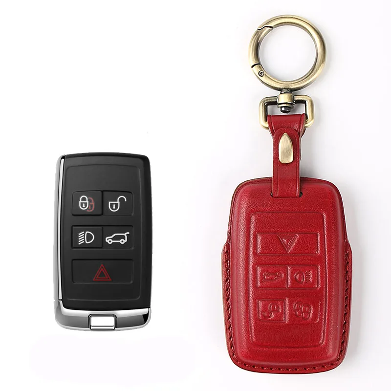 

Leather Key Case Shell Car Key Cover for Land Rover Range Rover Sport Evoque Velar Discovery 5/Jaguar E-Pace 2018 2019