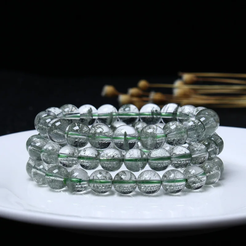 

Браслет с натуральным зеленым призраком
