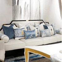 blue white cushion covers trees tassels patchwork chinese style pillow cases for sofa car bedroom living room 45x45cm 50x50cm