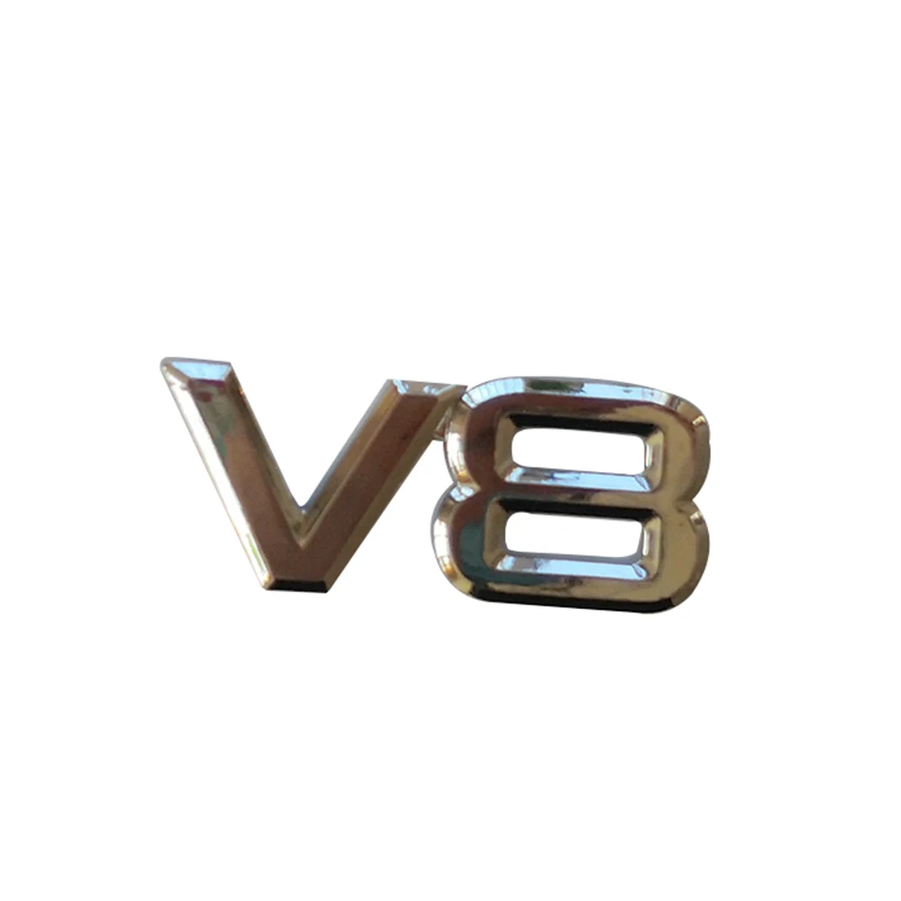 

2PCS 3D V8 V6 Logo Engine Displacement Trunk Rear Car Badge Decal Chrome V8 V6 Side Wing Emblem Sticker Car Styling